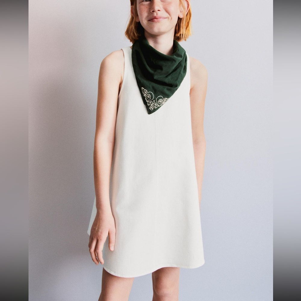 ZARA DENIM MINI DRESS White Sleeveless Dress Bloggers favorite